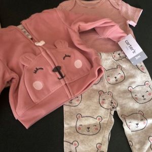 3 piece bear baby girl outfit